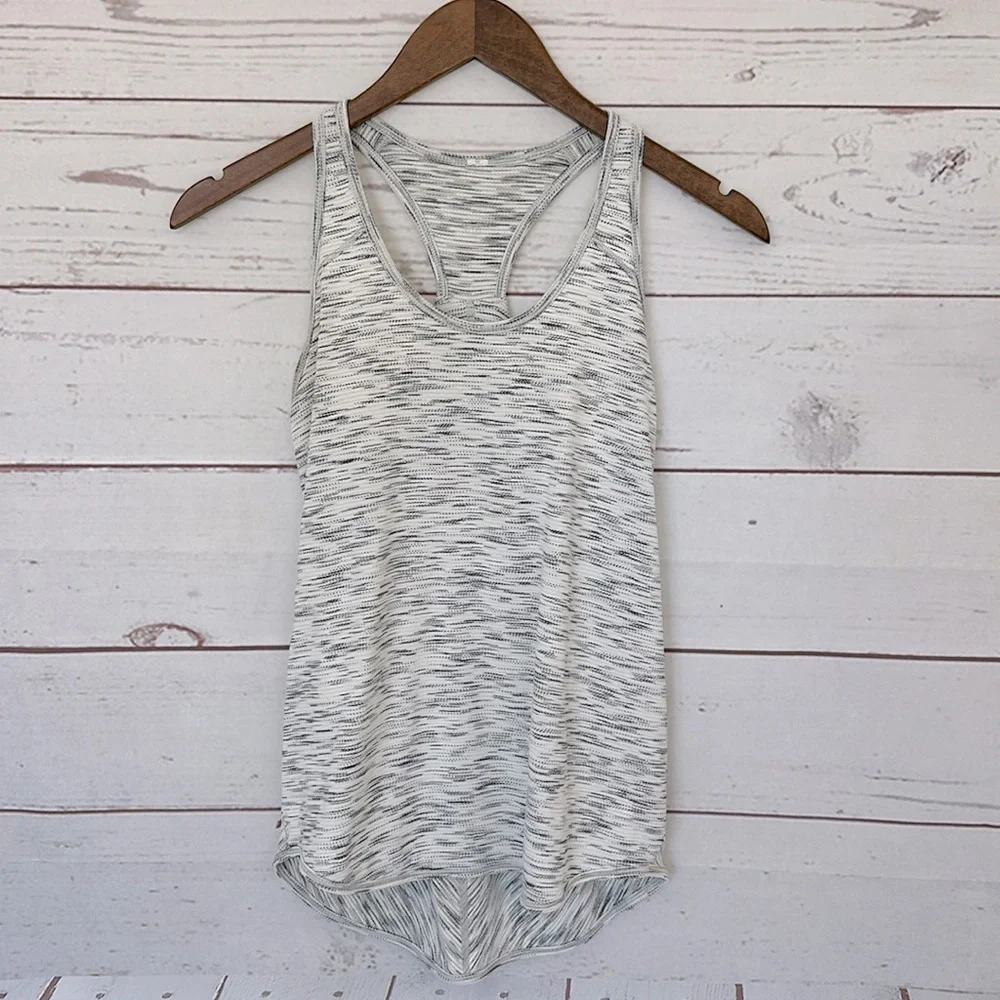 LULULEMON Salute The Sun Singlet II Tiger Space Dye Black White Size 4